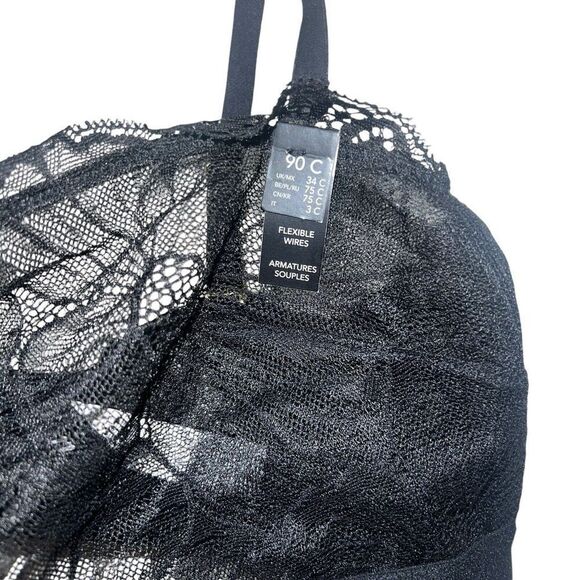Etam Bra Flexible Underwired Bandeau With Removable Straps Black size 34C - Picture 5 of 8